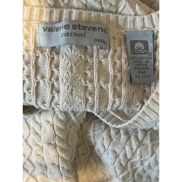 Valerie Stevens Women Size Petite Medium 100% Cotton Sweater V Neck - Picture 4 of 4